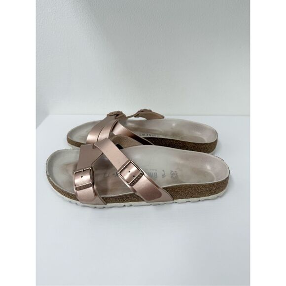 Birkenstock Yao Balance Rose Gold Copper Strappy Lux Sandals 39 W8 M6 - Picture 4 of 7